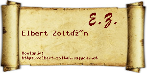 Elbert Zoltán névjegykártya