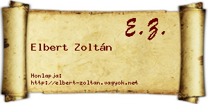 Elbert Zoltán névjegykártya